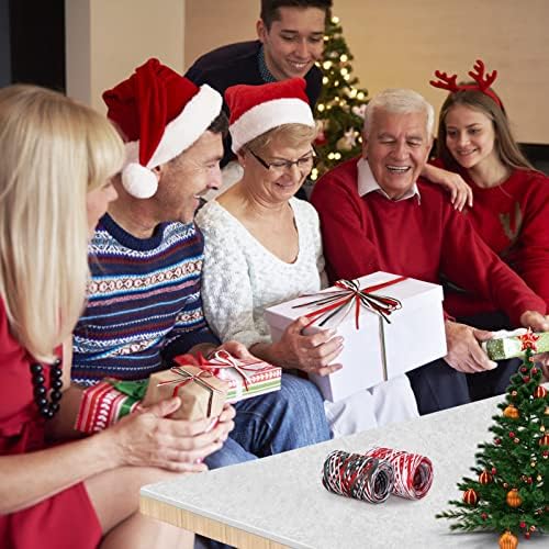 2 Rolls Christmas Raffia - 524 Ft Colored Matte Raffia Paper Ribbon Packing Twine for Craft Gift Wrapping DIY Crafts Holiday Decoration