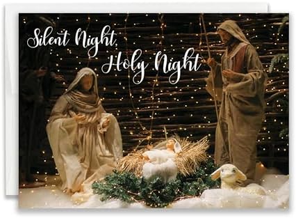 JBH Creations Religious Nativity Christmas Card with Scripture - Pack of 24