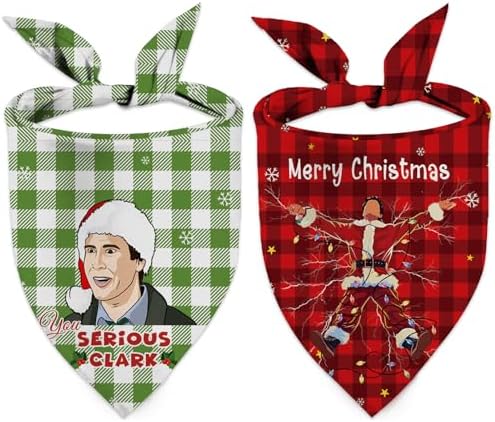 Christmas Vacation Decorations Gifts,2 Pcs Funny Christmas Vacation Movie Dog Bandanas,for Pet Christmas Party Costume Accessories Decoration
