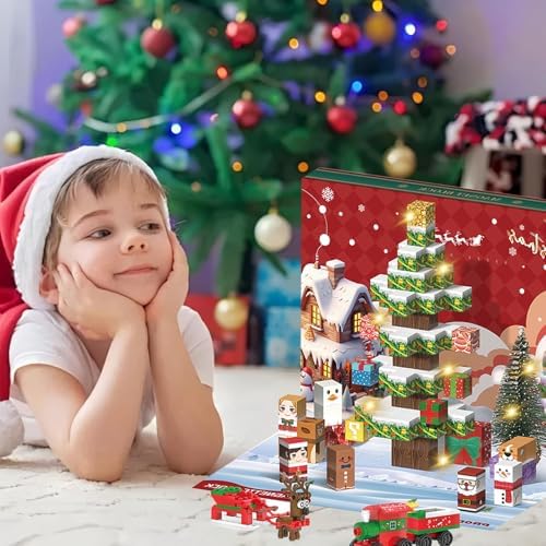 106pcs Christmas Magnetic Building Blocks Set, 2025 Christmas Advent Calendar, STEM Constructions Magnet Blocks for Boys Girls Age 3+, Magnetic Tiles Build Cubes, 24 Days of Suprises, Mini Figure