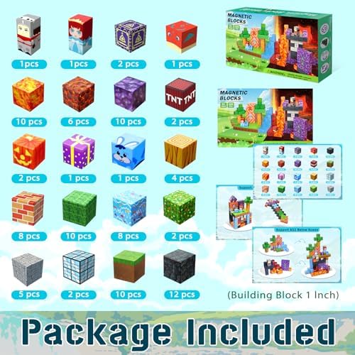 Magnetic Blocks - 100pcs Magnetic Building Blocks,1inch Magnetic Cubes Building Blocks Toys for Halloween Christmas Birthday Gift - STEM Sensory Toys for 3+ Years Old Girl Boys
