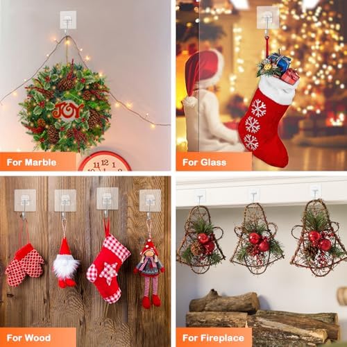 Wreath Hangers for Front Door, 6 Pack Large Wreath Door Hanger for Easter Christmas Halloween-Decorations, Heavy Duty Over-The-Door-Hooks, Adhesive-Wall-Hooks for Garland Home-Decor Inside Outside