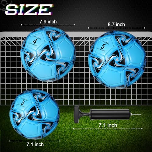 Deekin 6 Pcs Soccer Ball Bulk with Pump Official Size Indoor Outdoor Operation Christmas Sport Soccer Gift for Kids Teen Adult Practice Game
