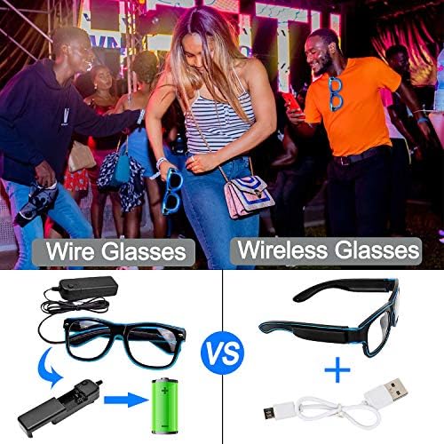 YouRfocus Wireless LED Light Up Glasses Glow in the Dark Neon Rave Glasses for Rave Party, EDM, Halloween, Christmas (Green)