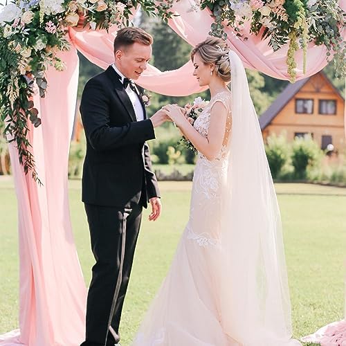 10 Pack 10ft Baby Pink Chiffon Table Runners Wedding Table Runner Sheer Romantic Tulle Table Runner for Christmas Wedding Bridal Tea Party Baby Shower Birthday Party Table Decorations(120 x 12 in)