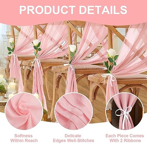 10 Pack 10ft Baby Pink Chiffon Table Runners Wedding Table Runner Sheer Romantic Tulle Table Runner for Christmas Wedding Bridal Tea Party Baby Shower Birthday Party Table Decorations(120 x 12 in)