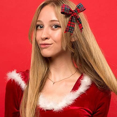 2 Rolls 20 Yards Christmas Plaid Burlap Ribbon Wired Edge Gingham Wrapping Ribbon Red and Green Plaid Ribbon for Xmas Tree Decoration DIY Floral Bows Craft Making, 1.5 Inch