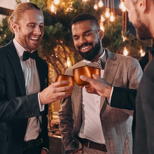 GENUINED The Original Wooden Whiskey Glasses Set of 2, Bourbon Gifts for Men, Anniversary, Birthday, Christmas Gifts, Old Fashioned Wood Bourbon Drinking Glass