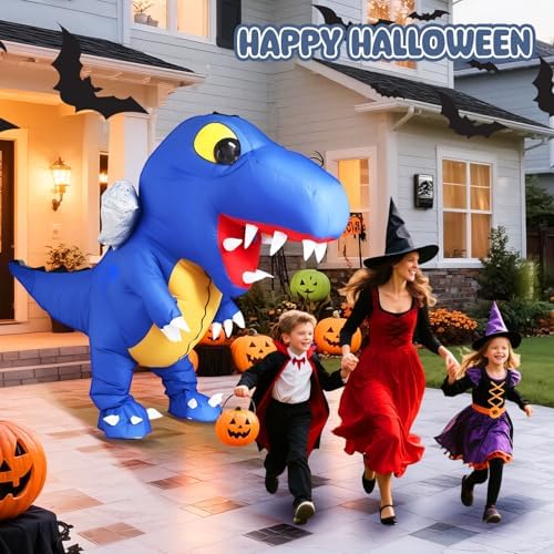 Inflatable T-Rex Costume for Adult, Blow-Up Dinosaur Suit for Halloween Christmas Birthday Party 150-190cm
