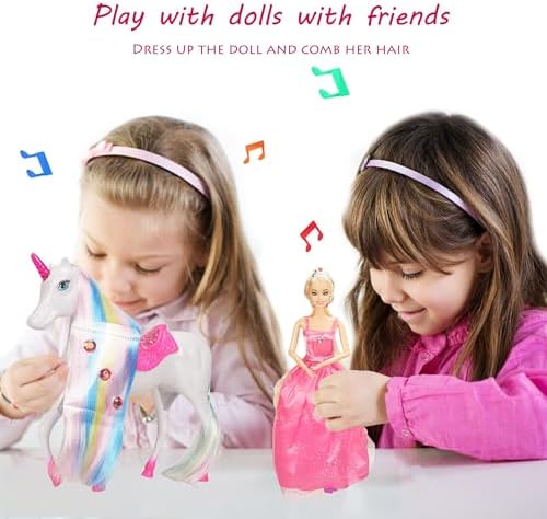 Yellow River Magical Light Unicon and 11.5" Princess Doll, Unicorn Gifts for Christmas Birthday for Girls 3+, Fairy Tale Story Unicorn Horse Toys Playset for Kids Ages 3 4 5 6 7 8