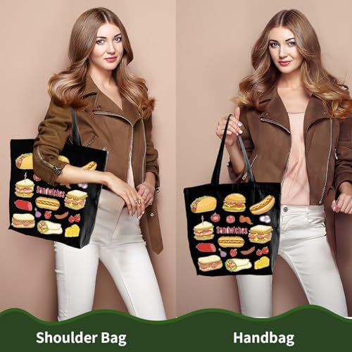 10 Pack Black Canvas Tote Bag with Zipper, OLSUNOR Reusable Grocery Bags with Long Handle, DIY Heat Transfer Sublimation Blanks Shopping Bags for Advertising, Birthday, Halloween, Christmas Craft Bags