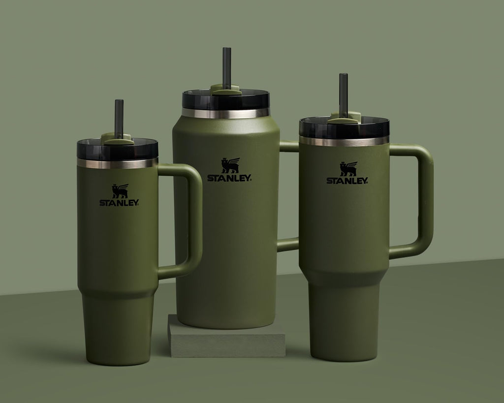 STANLEY Quencher H2.0 Tumbler with Handle and Straw 40 oz | Flowstate 3-Position Lid | Cup Holder Compatible for Travel | Insulated Stainless Steel Cup | BPA-Free | Dried Pine