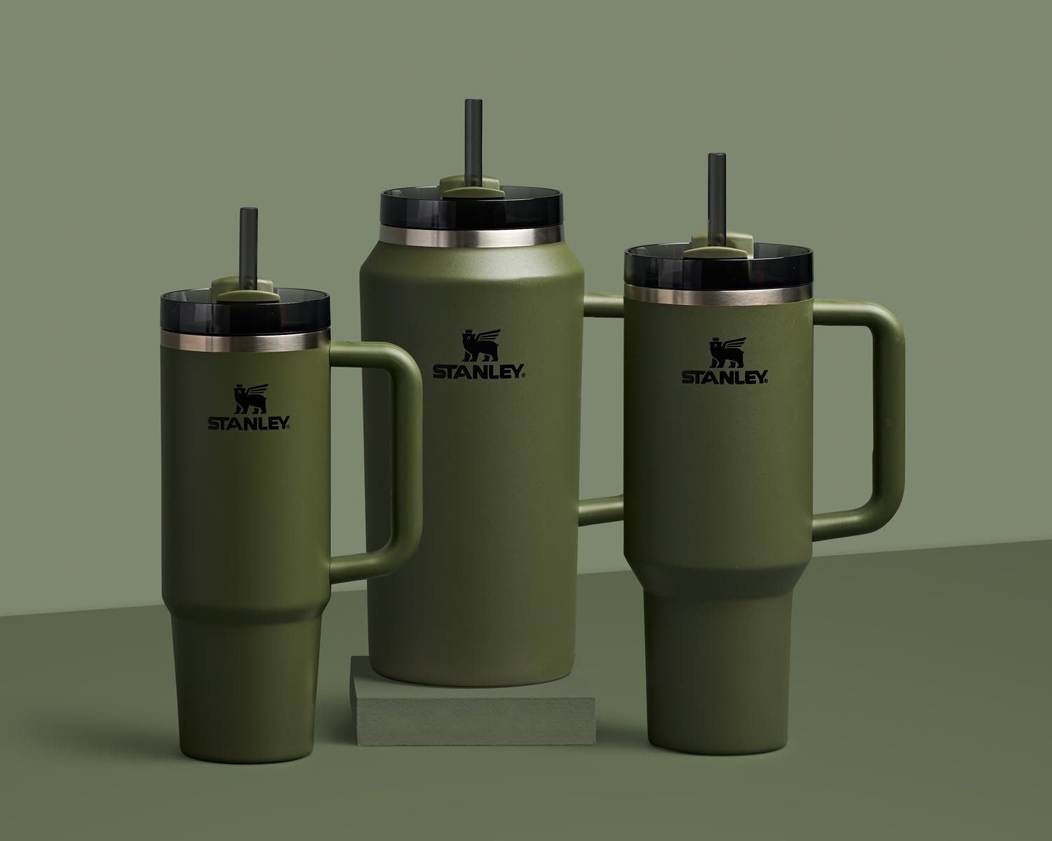 STANLEY Quencher H2.0 Tumbler with Handle and Straw 40 oz | Flowstate 3-Position Lid | Cup Holder Compatible for Travel | Insulated Stainless Steel Cup | BPA-Free | Dried Pine