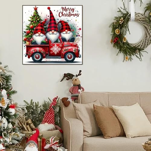 ARPADAMO Christmas Diamond Art Kits for Adults,5D Christmas Gnomes Diamond Art for Beginners,DIY Full Drill Diamond Painting Kit,Home Wall Decor Winter Diamond Painting (11.8x11.8 Inch)