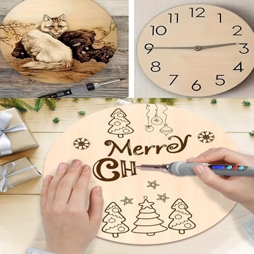 10 Pack Blank Unfinished Christmas Decorations Round Wood DIY Crafts Signs 2mm Basswood Sheets for Laser Cutting 12 Inch Wooden Door Hanger Sign DIY Painting Halloween