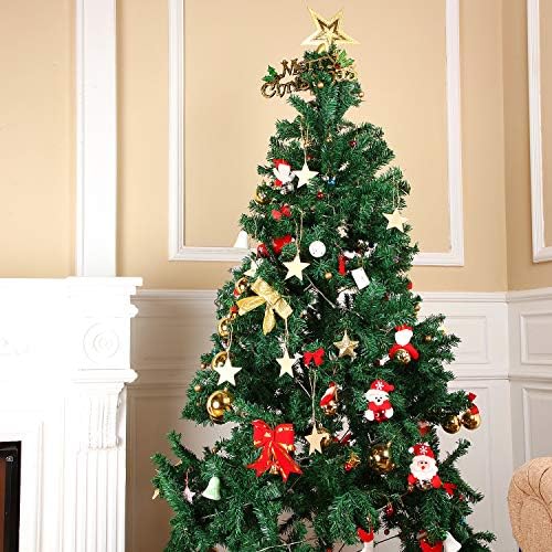 Tatuo 100 Pieces Christmas Wooden Star Ornaments Star Wooden Cutouts for Crafts Hanging Ornaments with Ropes for Embellishments, Wedding, DIY, Craft, Festival