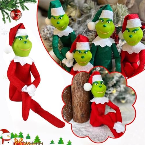 12.6'' Red Christmas Monster Plush Toy, Christmas Stuffed Figures Doll for Kids and Christmas Tree Home Decorations(Red)