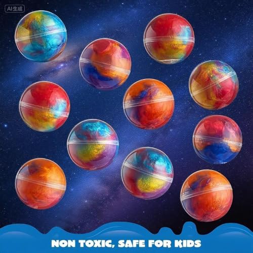 12Pcs Galaxy Slime Balls Kit, Kids Slime Party Favors - Stretchy, Non-Sticky, Mess-Free, Stress Relief for Girls Boys - Christmas Easter Birthday Goodie Bag Stuffer Classroom Prizes