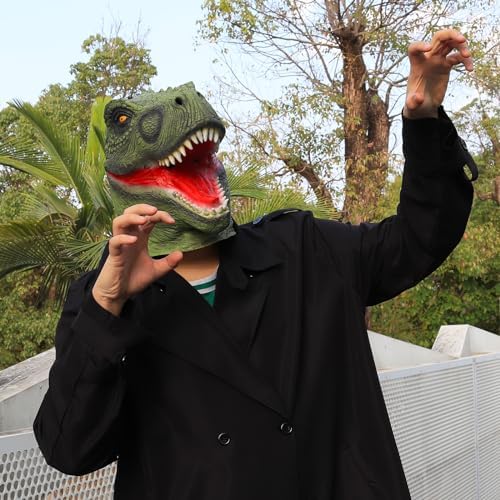 Dinosaur Mask Funny Mask for Adult Dino mask Realistic Latex Animal Head Halloween Cosplay Costume Props for Christmas Easter