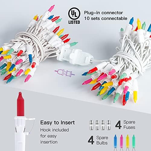 Hopolon Easter Mini String Lights,2PACK 50Count 13Feet Pastel Christmas Lights with White Wire, Incandescent String Lights for Indoor Outdoor Holiday Tree Party Xmas Home Decorations(Multicolor)