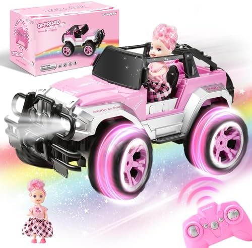 Remote Control Car for Girls, Pink RC Car with Doll and Sticker for Ages 6-10 Years Old Girls, 80 mins with Rechargeable Battery, 1:16 Scale 2.4Ghz,OX11S Perfect Christmas Birthday Gifts for Grils