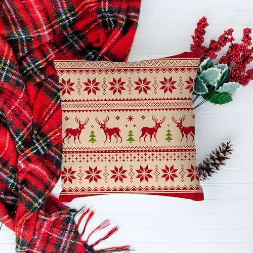 12Pcs Christmas Cotton Fabric Bundles 18 x 22 Inch Red Green Woodland Fat Quarters Xmas Sewing Fabrics for DIY Craft Party Decor