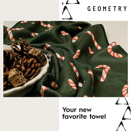 GEOMETRY Christmas Kitchen Towels - Quick Dry Microfiber Cloth Dish Towels for Kitchen Drying - Premium Quick Dry Towel (Peppermint, 1 Pack)