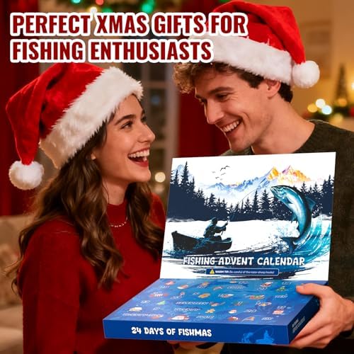 Fishing Advent Calendar 2025,24 Days Fishing Lure Advent Calendar Christmas Countdown Gift Advent Calendars Gifts for Adult Men Teen Boys