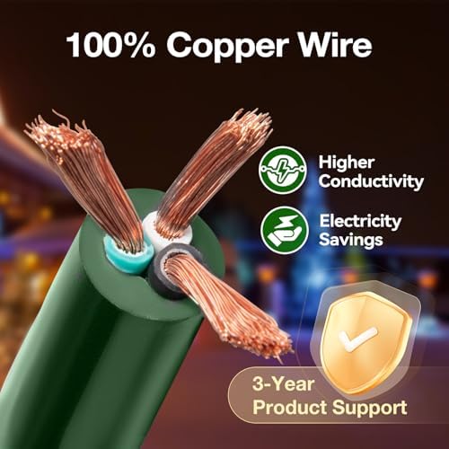 addlon 50FT Christmas Outdoor Extension Cord with Multiple Outlets, 1 to 3 Splitter with 6 Outlets, 16/3 SJTW Weatherproof Power Cable for for Outdoor Lights and Holiday Decorations, ETL Listed, Green