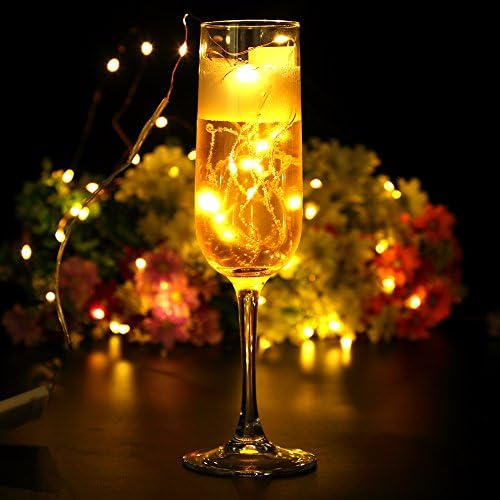 GDEALER 2 Pack 20 Feet 60 Led Fairy Lights Battery Operated with Remote Control Timer, 8 Modes Waterproof Copper Wire Twinkle String Lights Christmas Lights for Bedroom Party Indoor- Warm White