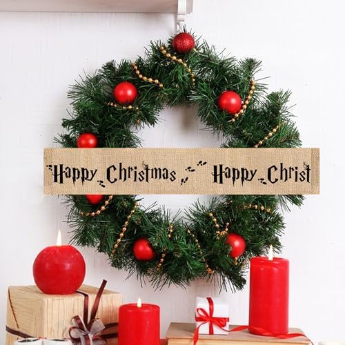 2 Pcs 62''x 4'' Christmas Tree Burlap Ribbon Garland, Wizard Burlap Ribbon Tree Decoration, Xmas Rustic Burlaps Ribbon Decor for Christmas Winding Hanging Home DIY Craft