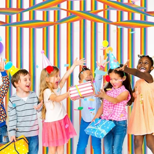 6 Rolls Rainbow Party Streamers Crepe Paper, Rainbow Party Decorations for Christmas Birthday Wedding Bachelorette Bridal Baby Shower Pride Party Candyland Backdrop DIY Supplies Art Crafts