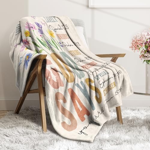 SteadStyle Christian Gifts for Women Birthday - Inspirational Floral Throw, Religious Christmas Birthday Gift, Christian Blanket for Mom Sister Friend Girl, Baptism Confirmation Spiritual Gift for Her