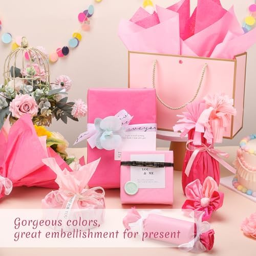 120 Sheets Pink Tissue Paper for Gift Bags, Assorted Pink Gift Tissue Paper Bulk for Art Crafts Packaging Gifts Wrapping Baby Shower Wedding Birthday Christmas Decorations, 14 x 20 Inch
