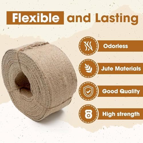 Jute Burlap Webbing Ribbon - 3.15" x 9.83 Yards Upholstery Webbing for Chairs, Furniture, Crafting, Home Decor, Christmas Garland, Jute Wreath, Banner