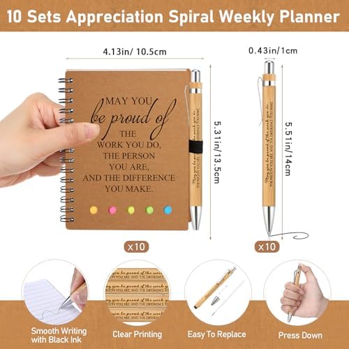 10 Sets Inspirational Medical Assistant Week Notebooks Bulk Employee Appreciation Gifts Spiral Weekly Planner Notebook with Sticky Notes Pens for Christmas Coworker (May You Be Proud)