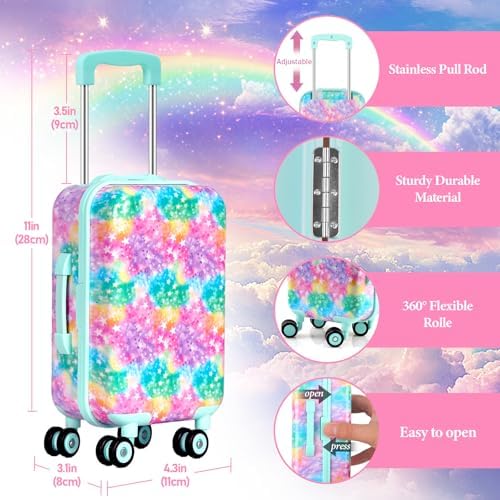 ARTST 18 inch Doll Clothes Accessories Girl Suitcase Luggage Travel Set-Doll Clothing Hat Handbag Sunglasses Camera Computer Passport Cell Phone for Christmas Birthday(NO Doll)