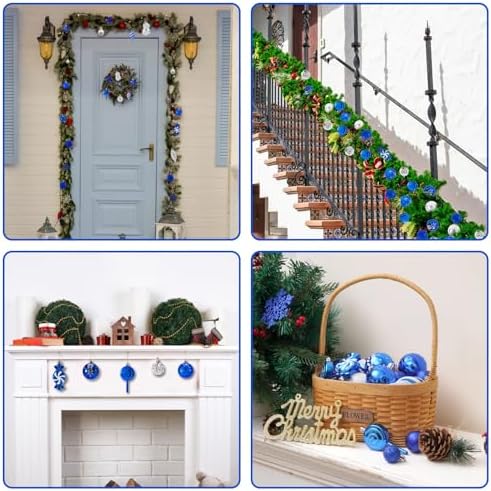 130 Pcs Christmas Ball Ornaments, Christmas Tree Decoration Set Red Christmas Ball Shatterproof Hanging Ornament Decorations for Christmas Tree, Wreaths, and Outdoor Displays(Blue)