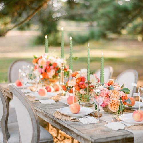 6 Pack 10 Inch Sage-Green Spiral Taper Candles for Christmas and Spring Home Decoration, Unscented Dripless Twisted Candlesticks for Dinner St. Patrick's Day Earth Day and Garden Parties