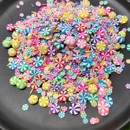 100g Christmas Candy Cane Slices Fake Sprinkles Resin Fake Candy Sprinkles Clay Sprinkle Polymer Sprinkle Polymer Clay Slices for Nail Art DIY Crafts Cake Phone (Multicolor)