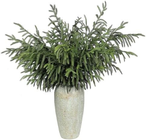 YXZZWL 8 Pcs Christmas Norfolk Pine Branches, 36 Inch Real Touch Artificial Norfolk Pine Branch Faux Cedar Pine Stem Fake Greenery Picks for Vase DIY Garland Wreath Home Garden Decoration