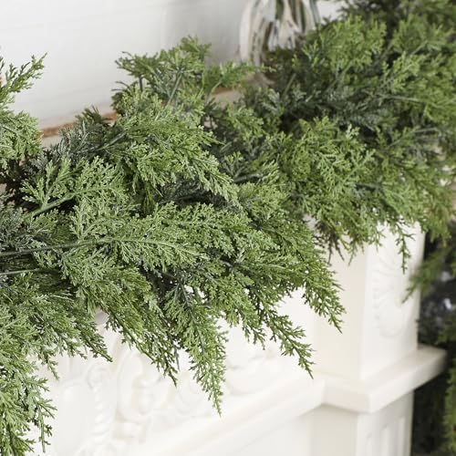 YOFIT 9FT Real Touch Cedar Christmas Garland - Artificial Greenery for Fireplace Mantel, Staircase & Door Decor, Indoor/Outdoor Holiday Christmas Decorations