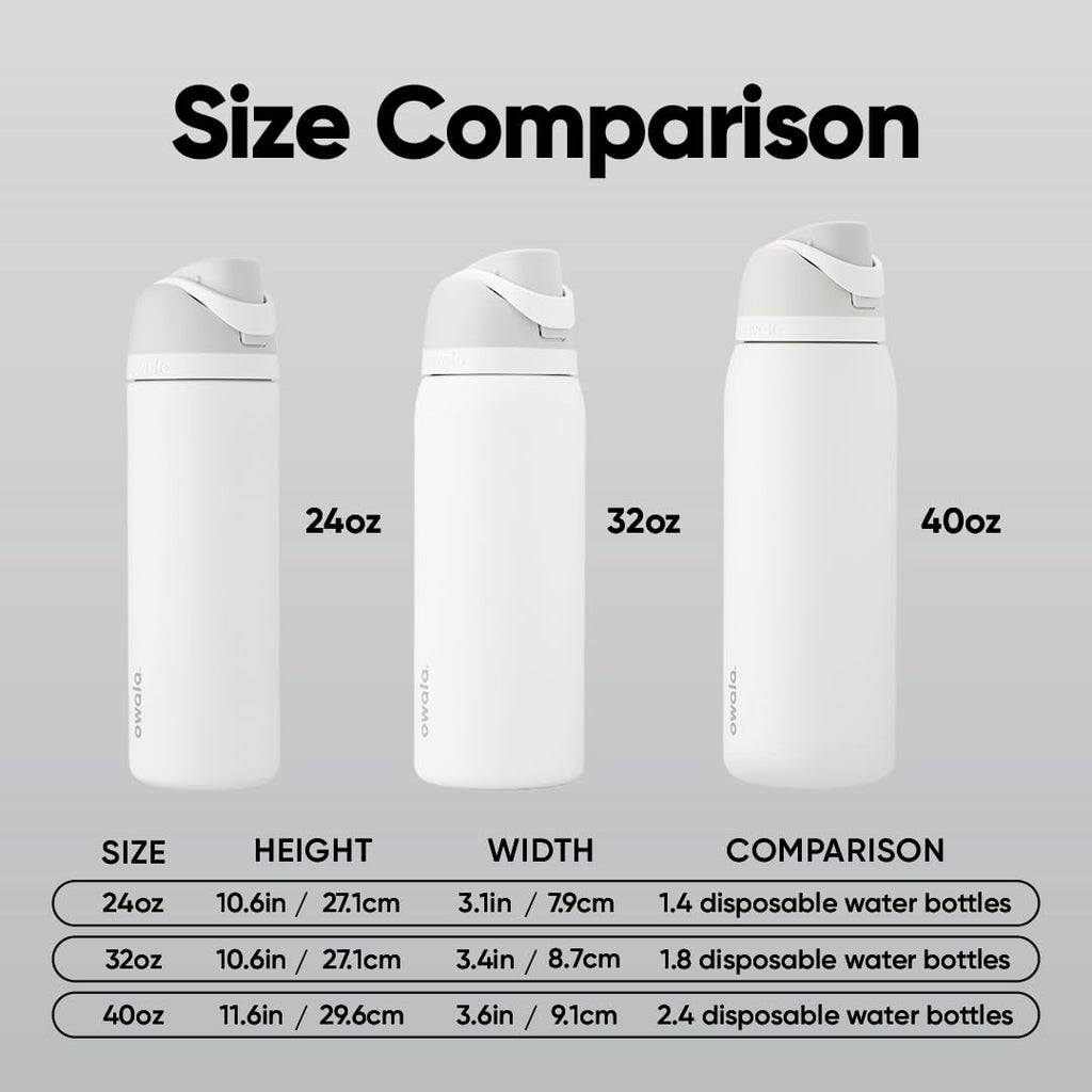 Owala FreeSip Insulated Stainless Steel Water Bottle with Straw, BPA-Free Sports Water Bottle, Great for Travel, 24 Oz, Shy Marshmallow