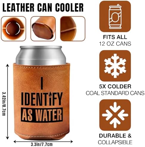 Gifts for Dad Grandpa Husband, 12Oz Faux Leather Can Cooler, Christmas Stocking Stuffers Gift, Funny Gag Mens Gifts ldeas from Daughter Son for Men White Elephant Gifts for Adults with Humorous Design