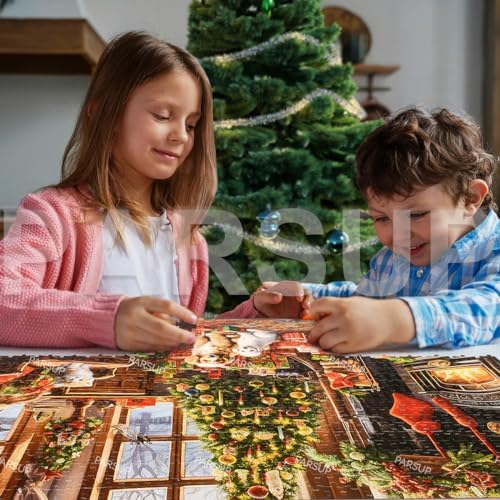 Christmas Jigsaw with 1:1 Reference Poster, 27.5 x 19.7 inches, Holiday Puzzles for Adults Family Activity - 1000 Pieces Puzzles, Educational Games Gift for Elders Children Family, Friends (Fireplace)