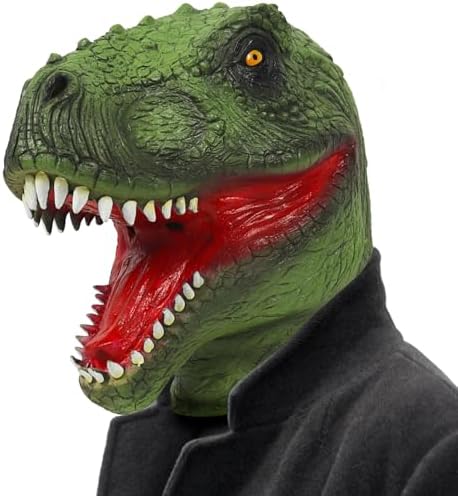 Dinosaur Mask Funny Mask for Adult Dino mask Realistic Latex Animal Head Halloween Cosplay Costume Props for Christmas Easter