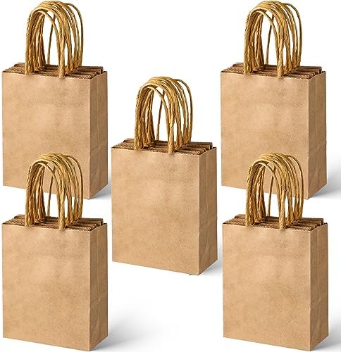 SPERPAND 30Pcs Mini Kraft Gift Bags - 6.5" Small Brown Paper Bags for Birthday, Baby Shower, Christmas, Wedding, Party Favor Bag
