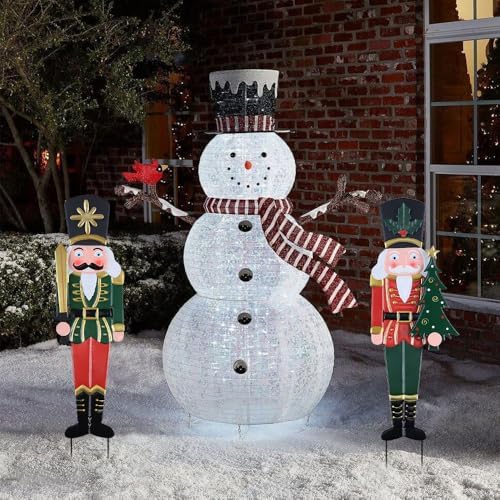 YEAHOME Outdoor Christmas Decorations, Set of 2 Metal Nutcracker Decorative Garden Stakes for Christmas Outdoor Yard, Xmas Walnut Soldier Yard Signs for Outside Home Garden Lawn Porch Pathway Decor