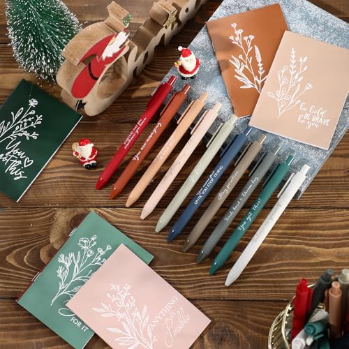 100 Pcs Inspirational Notebooks with Pen Bulk Motivational Mini Notepads Christmas Appreciation Gifts for Teacher Employee Team Coworker Nurse Staff Office Supplies (Retro Colors)