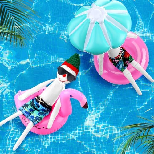 2 Pack Christmas Elf Accessories Beach Elf Clothes Miniature Beach Prop Set Include Chair Swim Ring Sunglasses for Christmas Decoration Accessories